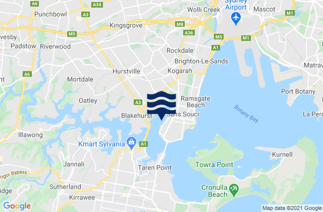 Kogarah Bay, Australiaの潮見表地図