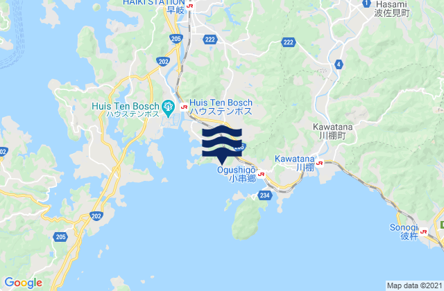 Kogushi Wan Omura Wan, Japanの潮見表地図
