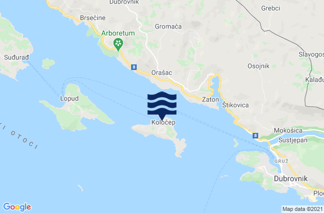 Kolocep, Croatiaの潮見表地図