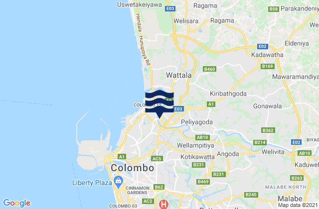 Kolonnawa, Sri Lankaの潮見表地図