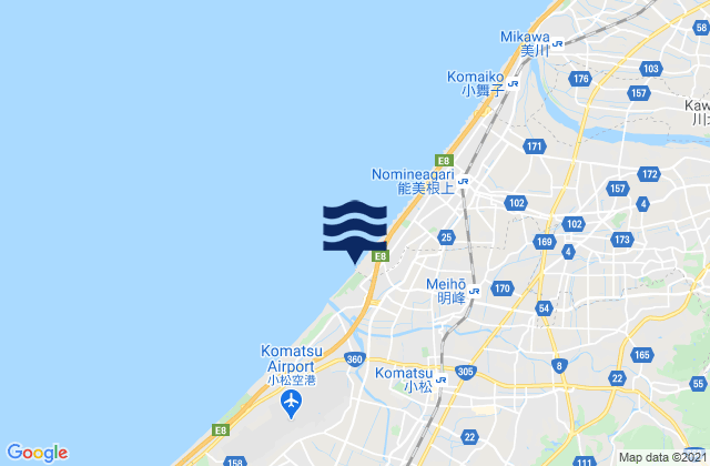Komatsu, Japanの潮見表地図