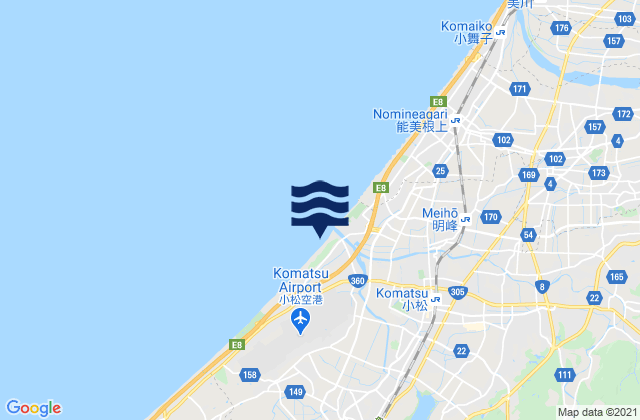 Komatsu Shi, Japanの潮見表地図