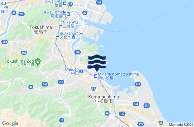 Komatsushimachō, Japanの潮見表地図