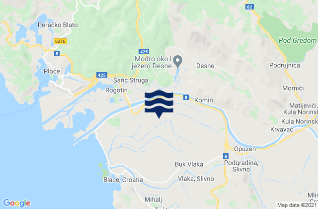 Komin, Croatiaの潮見表地図