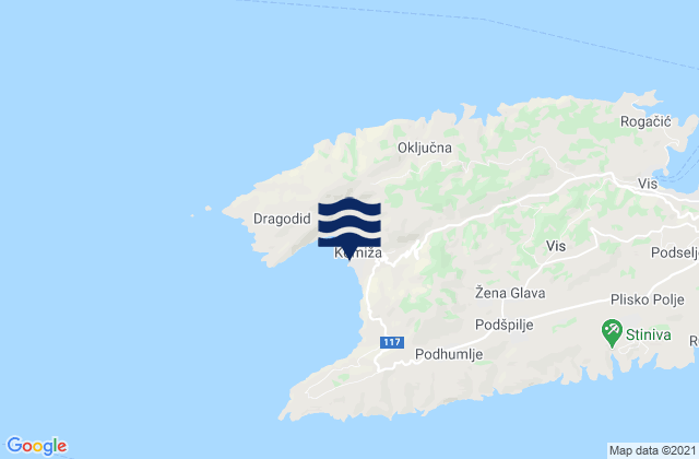 Komiža, Croatiaの潮見表地図