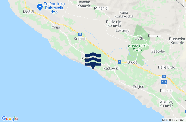 Konavle, Croatiaの潮見表地図
