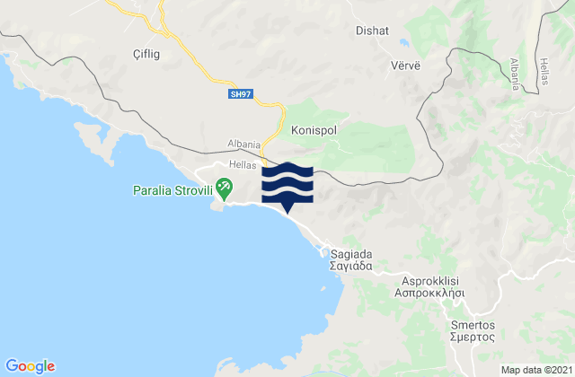 Konispol, Albaniaの潮見表地図