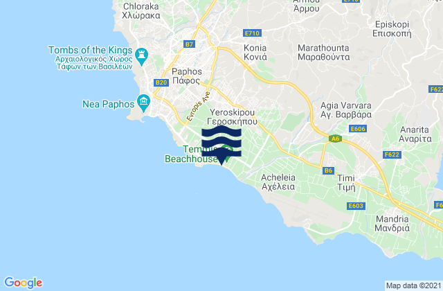 Koniá, Cyprusの潮見表地図