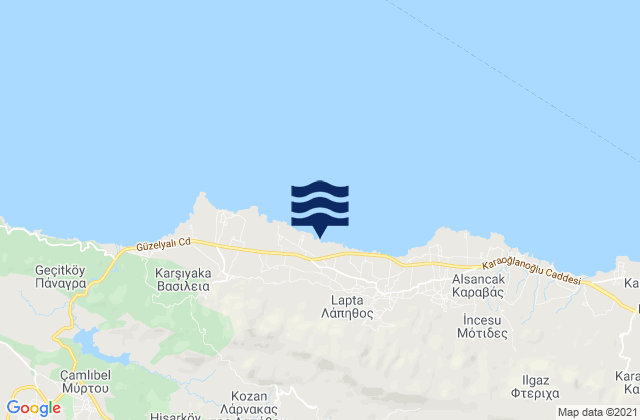 Konteménos, Cyprusの潮見表地図