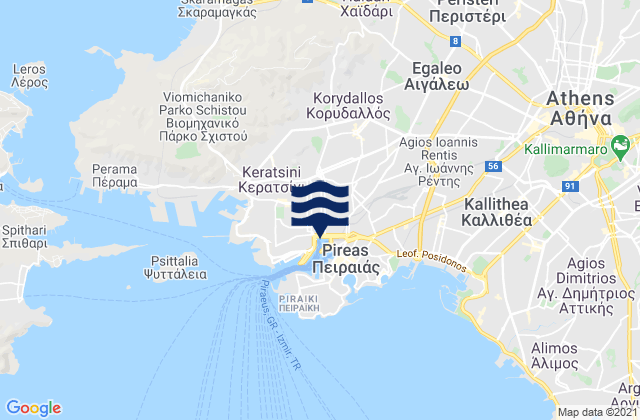 Korydallós, Greeceの潮見表地図