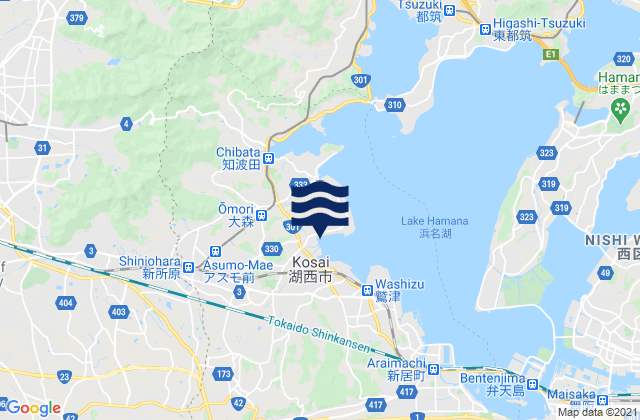 Kosai-shi, Japanの潮見表地図