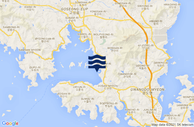 Kosong-man, South Koreaの潮見表地図