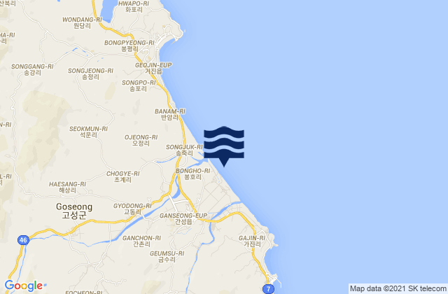 Kosong, South Koreaの潮見表地図