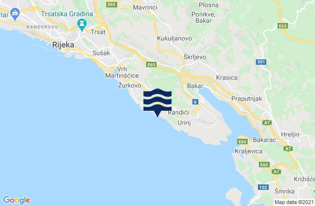 Kostrena, Croatiaの潮見表地図