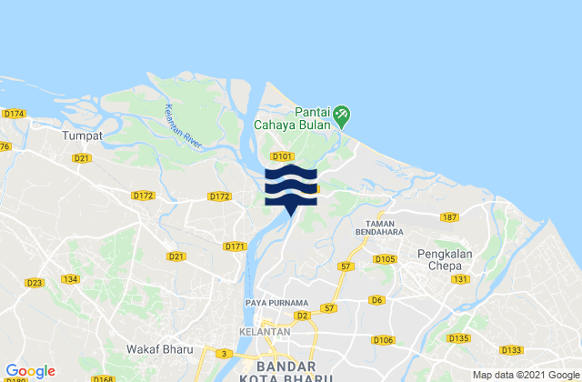 Kota Bharu, Malaysiaの潮見表地図