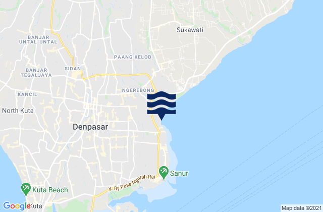 Kota Denpasar, Indonesiaの潮見表地図