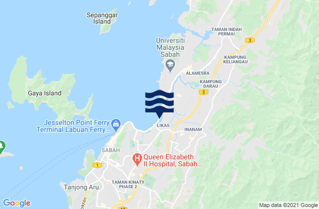 Kota Kinabalu, Malaysiaの潮見表地図