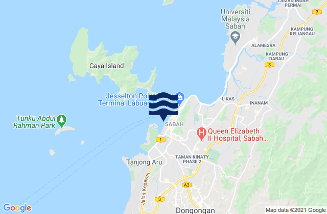 Kota Kinabalu, Malaysiaの潮見表地図