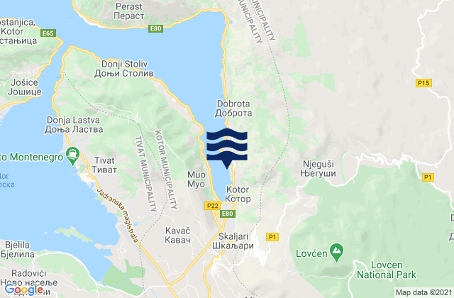 Kotor, Montenegroの潮見表地図