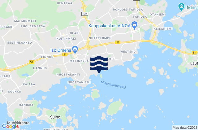 Koukkuniemi, Finlandの潮見表地図