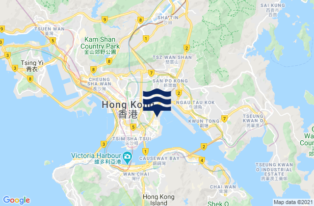 Kowloon, Hong Kongの潮見表地図