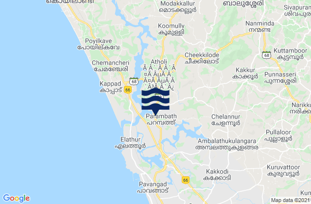 Kozhikode, Indiaの潮見表地図