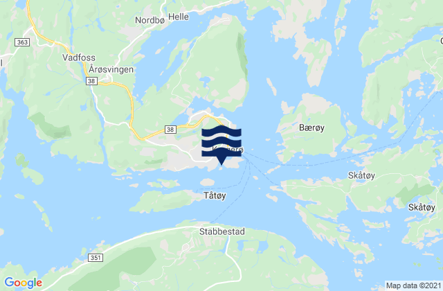 Kragerø, Norwayの潮見表地図