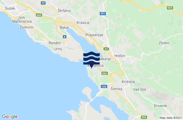 Kraljevica, Croatiaの潮見表地図