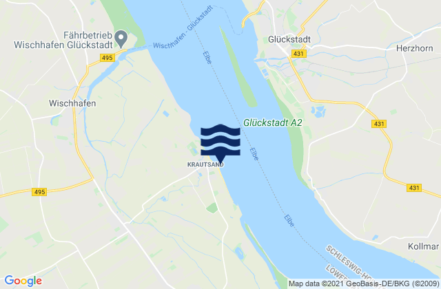 Krautsand, Denmarkの潮見表地図