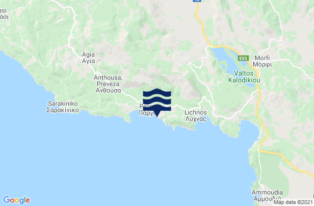 Krioneri (Parga), Greeceの潮見表地図
