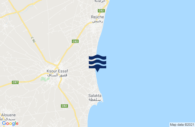 Ksour Essaf, Tunisiaの潮見表地図