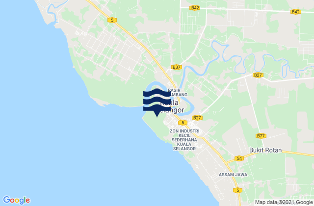Kuala Selangor, Malaysiaの潮見表地図