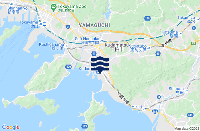 Kudamatsu Shi, Japanの潮見表地図