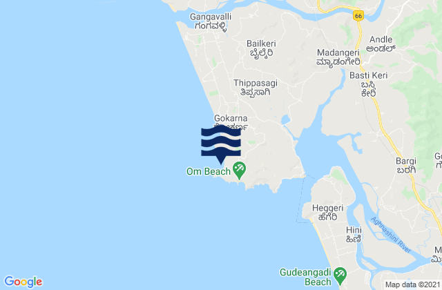 Kudle -Beach (Gokarna), Indiaの潮見表地図
