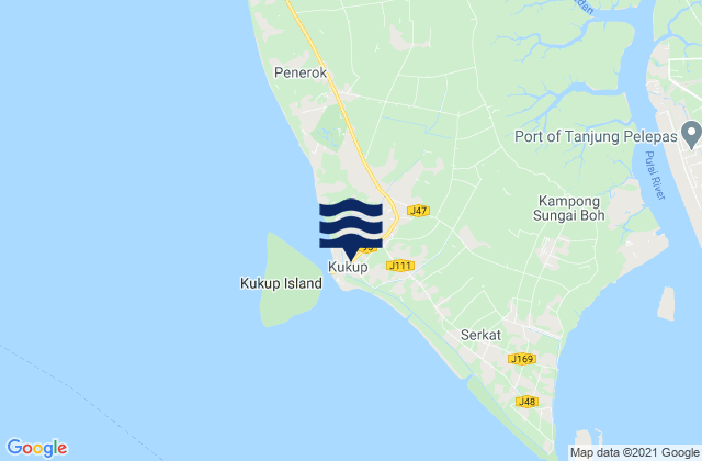 Kukup, Malaysiaの潮見表地図