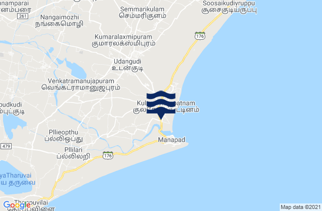 Kulasekarapatnam, Indiaの潮見表地図