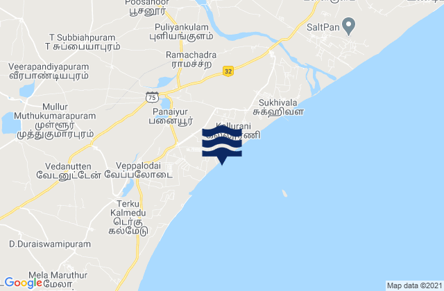 Kulattūr, Indiaの潮見表地図