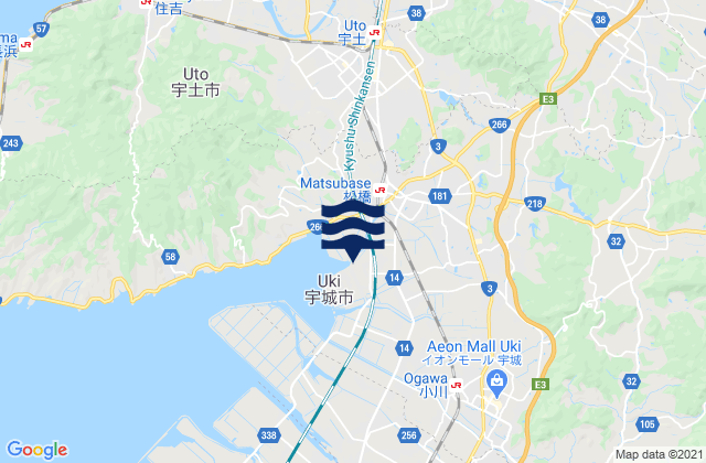 Kumamoto, Japanの潮見表地図