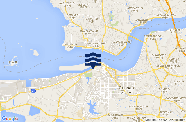 Kunjan, South Koreaの潮見表地図