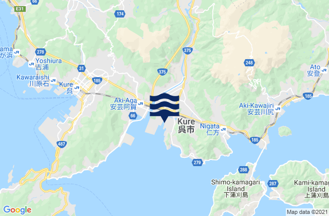 Kure-shi, Japanの潮見表地図