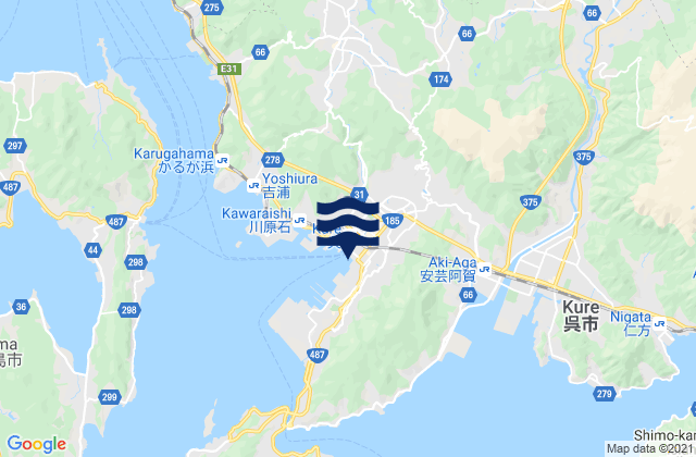 Kure, Japanの潮見表地図