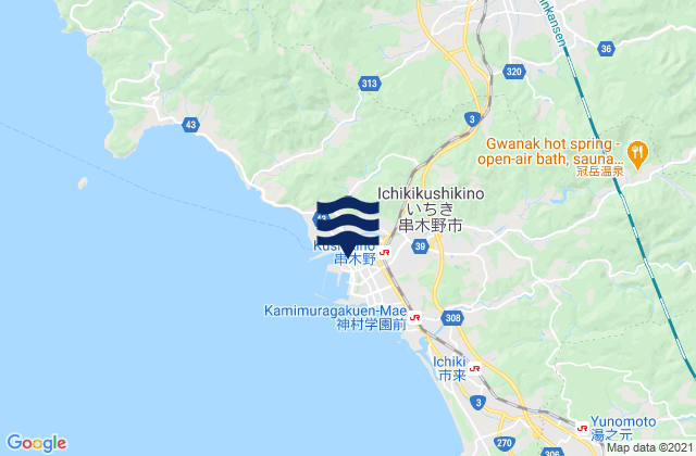 Kushikino, Japanの潮見表地図