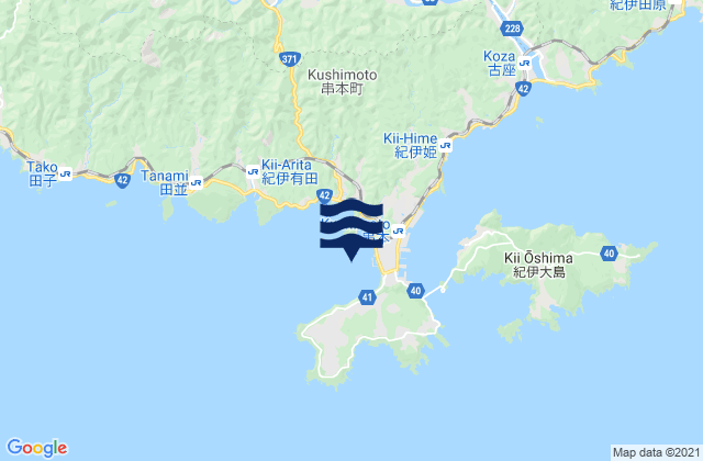 Kushimoto Fukuro Ko, Japanの潮見表地図