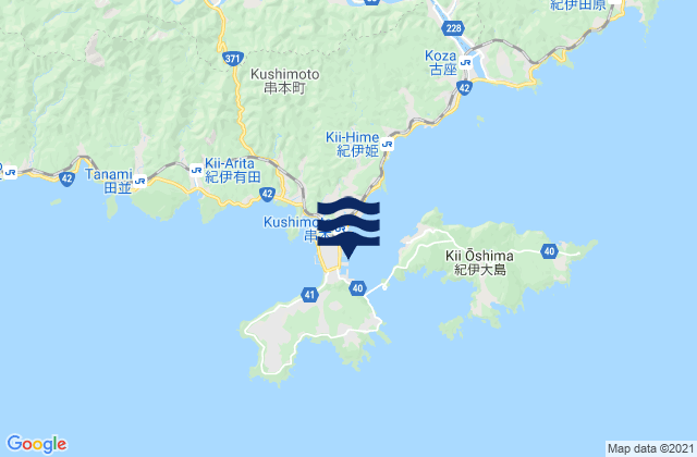Kusimoto, Japanの潮見表地図