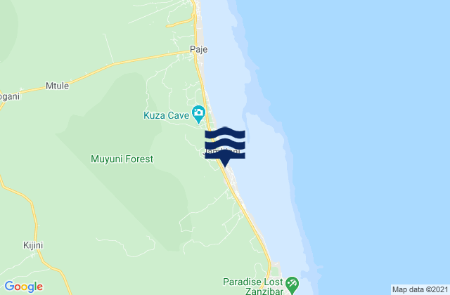 Kusini, Tanzaniaの潮見表地図