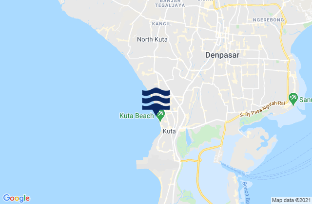 Kuta Beach, Indonesiaの潮見表地図