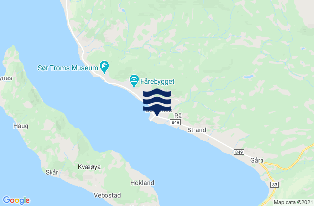Kvæfjord, Norwayの潮見表地図