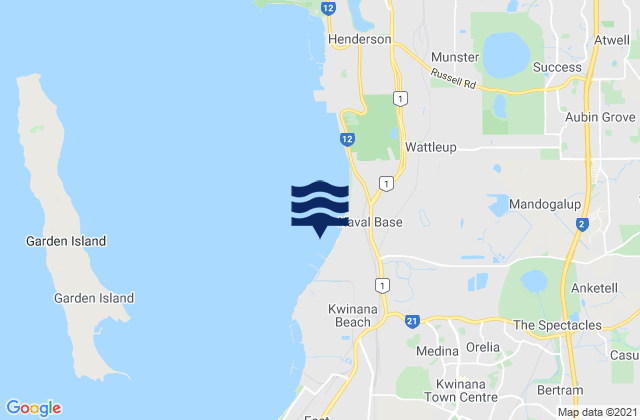 Kwinana, Australiaの潮見表地図