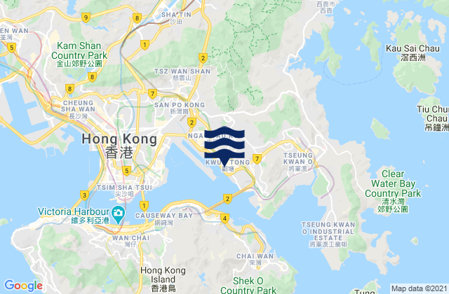 Kwun Tong, Hong Kongの潮見表地図