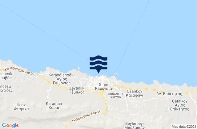 Kyrenia Cyprus, Cyprusの潮見表地図
